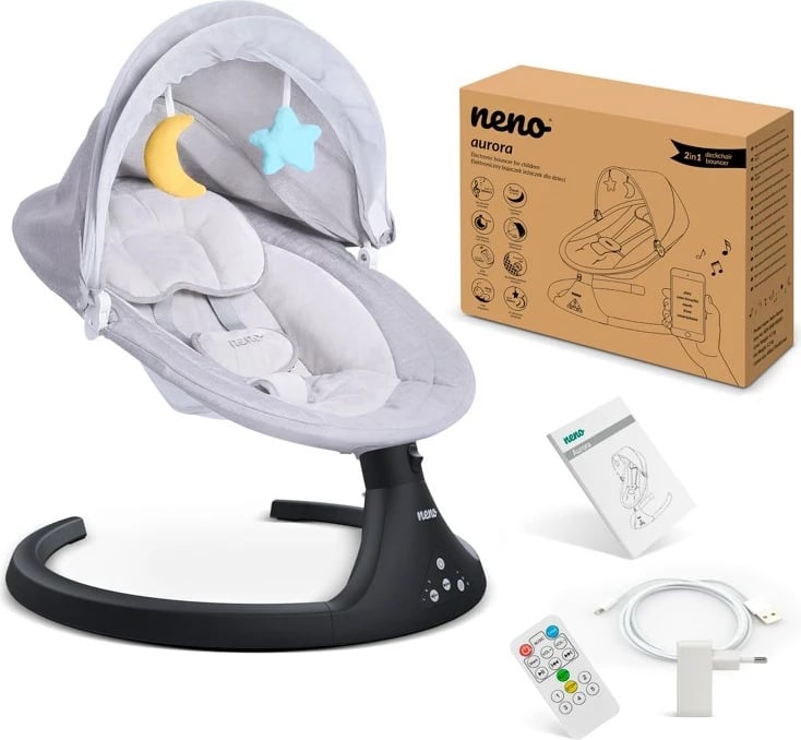 Lëkundëse elektronike neno Aurora për fëmijë, gri