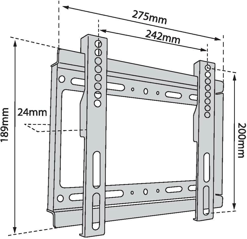Mbajtëse muri për TV TB TB-250, deri 42 inç, 40kg, VESA 200x200, e zezë