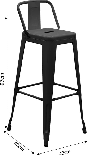 Karrige për bar me mbështetëse Utopia metal gri mat 42x42x97cm
