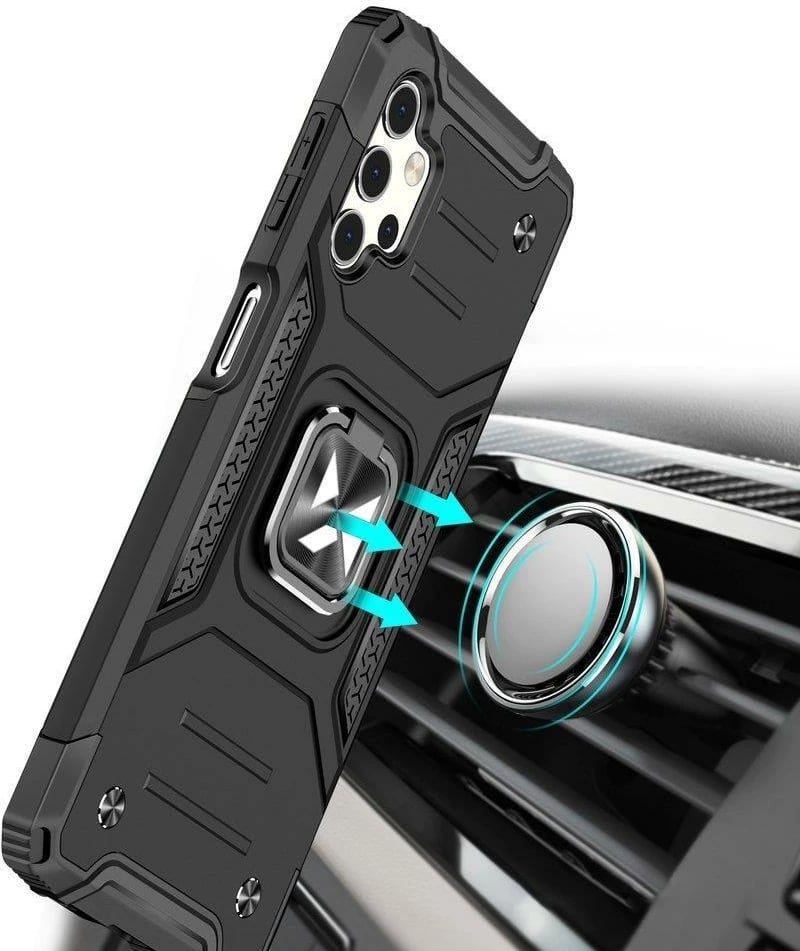 Mbështjellës Wozinsky Ring Armor për Samsung Galaxy A73, me mbajtëse magnetike, i zi