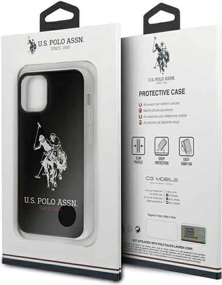 Mbështjellës U.S. Polo Assn. USHCP12STPUHRBK për iPhone 12 mini 5.4", Shiny Big Logo, i zi