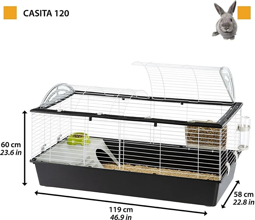Kafaz FERPLAST Casita 120 për lepur ose kavie, 1190x580x580mm, i bardhë