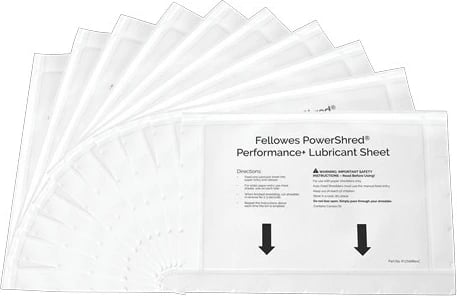 Fletë lubrifikuese Fellowes PowerShred, 10 copë, letër, e bardhë
