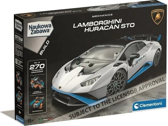 Set ndërtimi Clementoni Lamborghini Huracan STO, mbi 270 pjesë, bardhë me blu