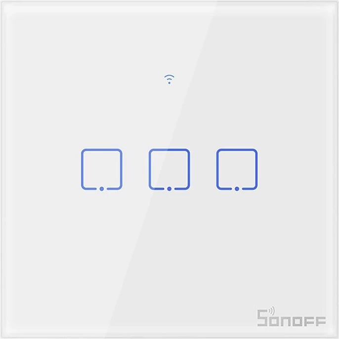 Switch i mençur Sonoff T0EU3C-TX, 3 kanale, WiFi, i bardhë
