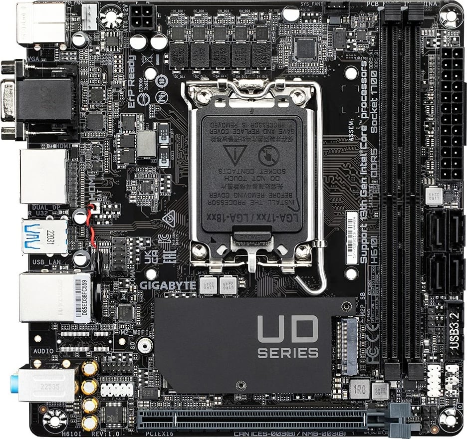 Pllakë amë Gigabyte H610I, Socket 1700, DDR5, ATX, e zezë
