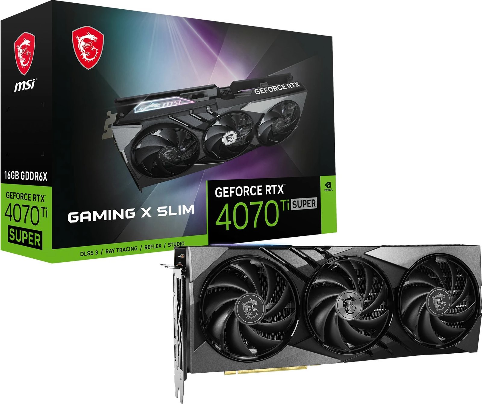 Kartelë grafike MSI GAMING GeForce RTX 4070 Ti SUPER 16G X SLIM, 16 GB, GDDR6X, PCI Express 4.0, e zezë/gri