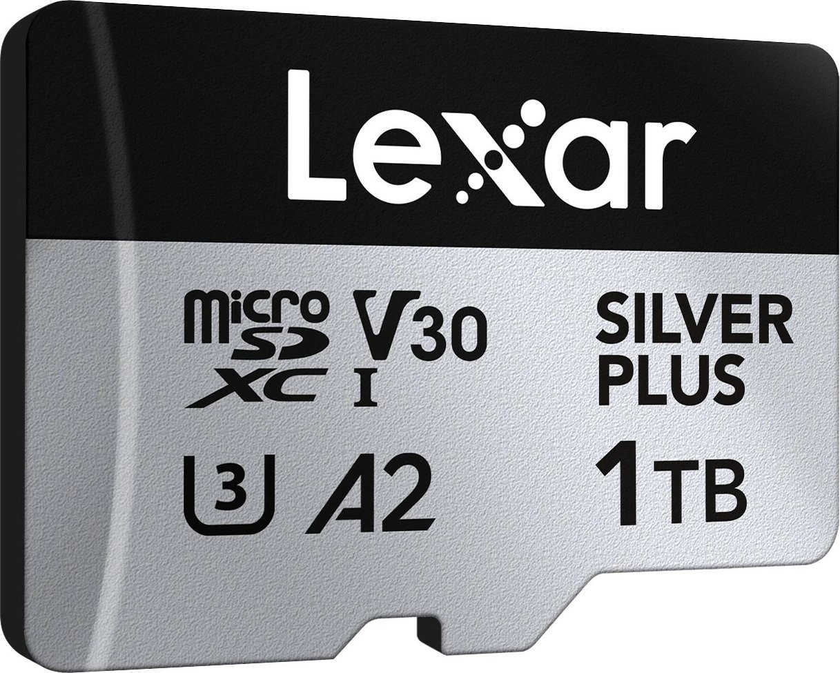 Kartë memorie microSD, Lexar, LMSSIPL001T-BNANG Silver Plus, 1TB, SDXC UHS-I, A2 U3 V30, deri 205/150MB/s, me adapter SD, argjendtë