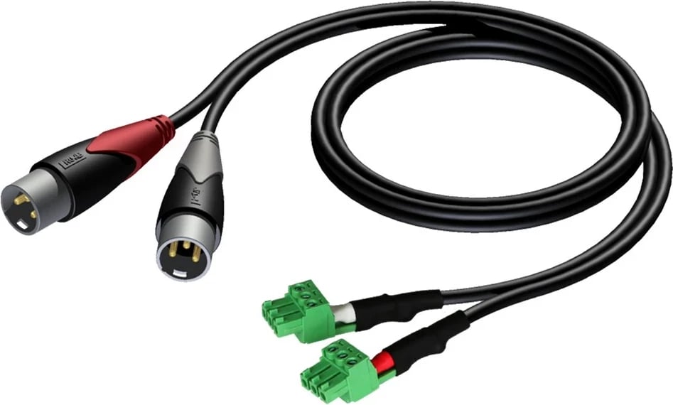 Kabllo audio PROCAB 1 m, 2 x XLR (3-pin), 2 x Terminal, Gri
