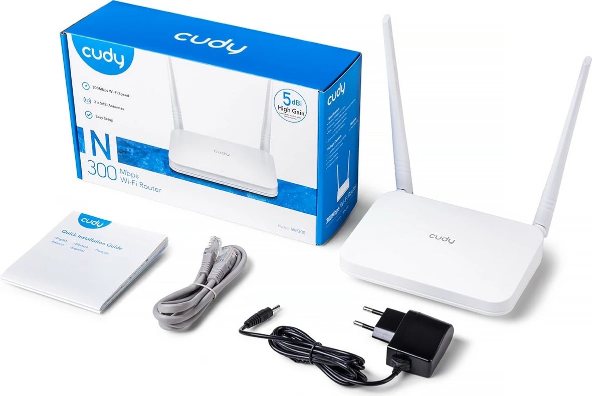 Router Cudy WR300, Wi-Fi 4, Single-band 2.4 GHz, Bardhë