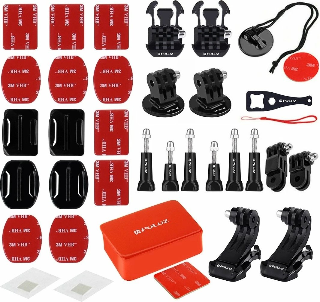 Set aksesorësh për kamera sportive Puluz PKT09, 53 copë, universal