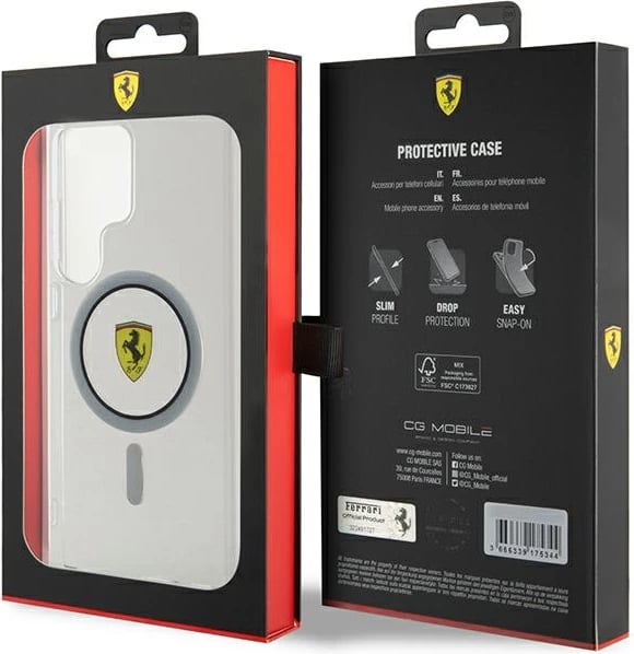 Mbështjellës Ferrari IML Transp Inner Circle Line MagSafe për Samsung Galaxy S24 Ultra, zi