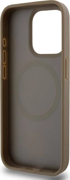 Mbështjellës DKNY Leather Pattern Metal Logo MagSafe për iPhone 15 Pro Max, kafe