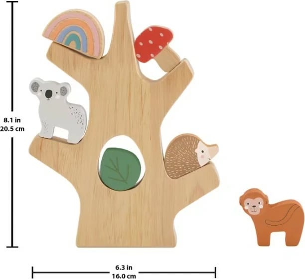 Lodër druri Fisher Price HXT87, pemë balancuese me 9 blloqe, për fëmijë, shumëngjyrëshe
