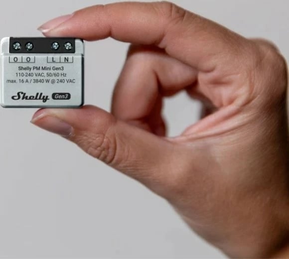 Kontroller Shelly PM Mini Gen3, WiFi, Bluetooth, plastikë, bardhë