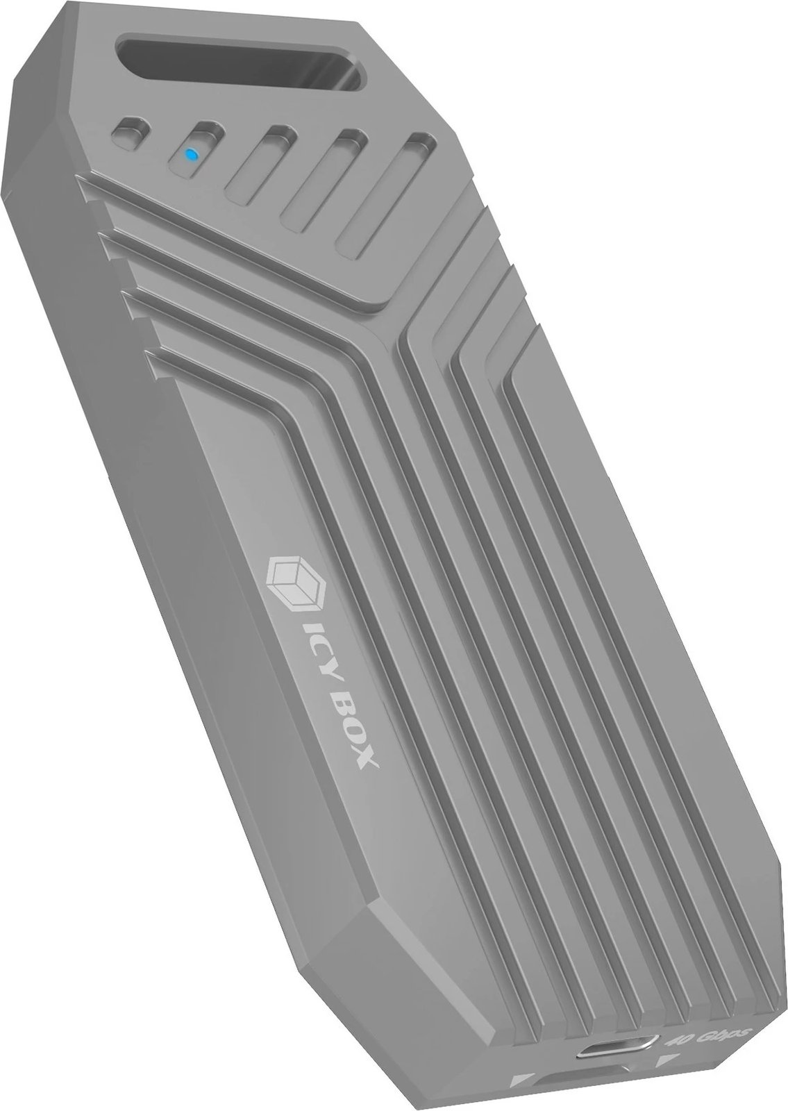 Kasë SSD ICY BOX IB-1919M-C42, M.2 NVMe, USB4, 40 Gbit/s, argjendtë