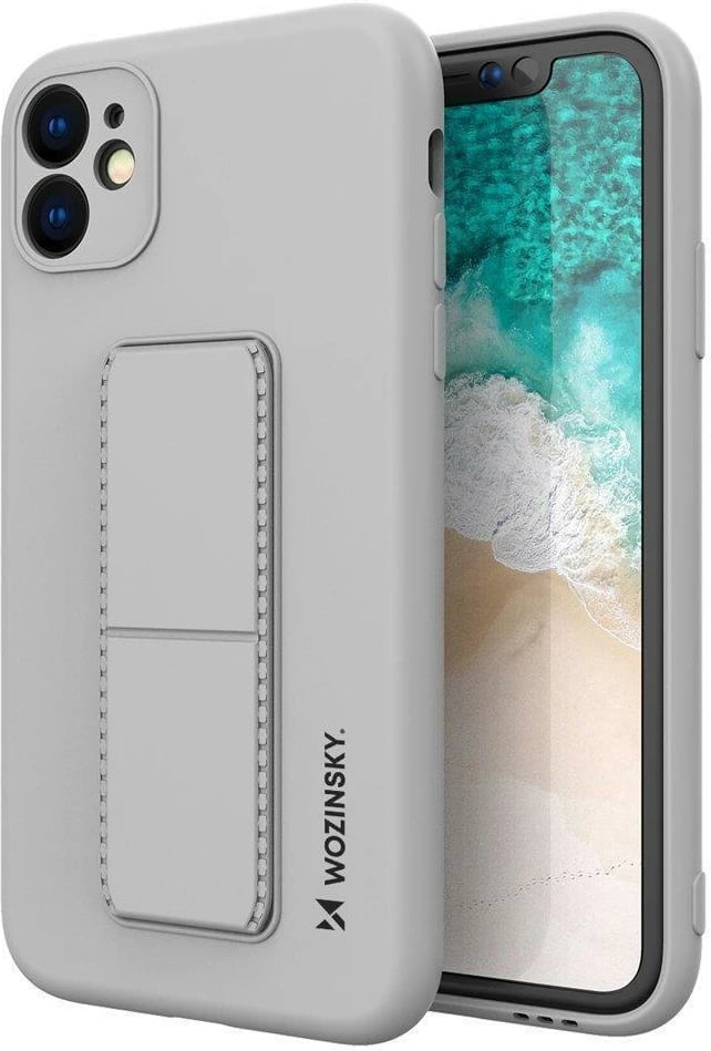 Mbështjellës Wozinsky Kickstand Case për iPhone 12 Pro, silikon, gri