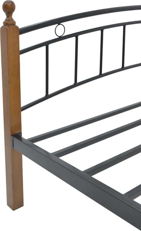 Krevet queen size Clarive, ngjyrë arre, dru-metal i zi, 150x200cm
