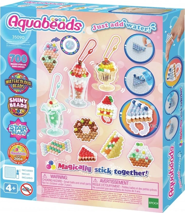 Set aksesorësh Aquabeads Sundaes & Sweets, shumëngjyrësh, 4 copë