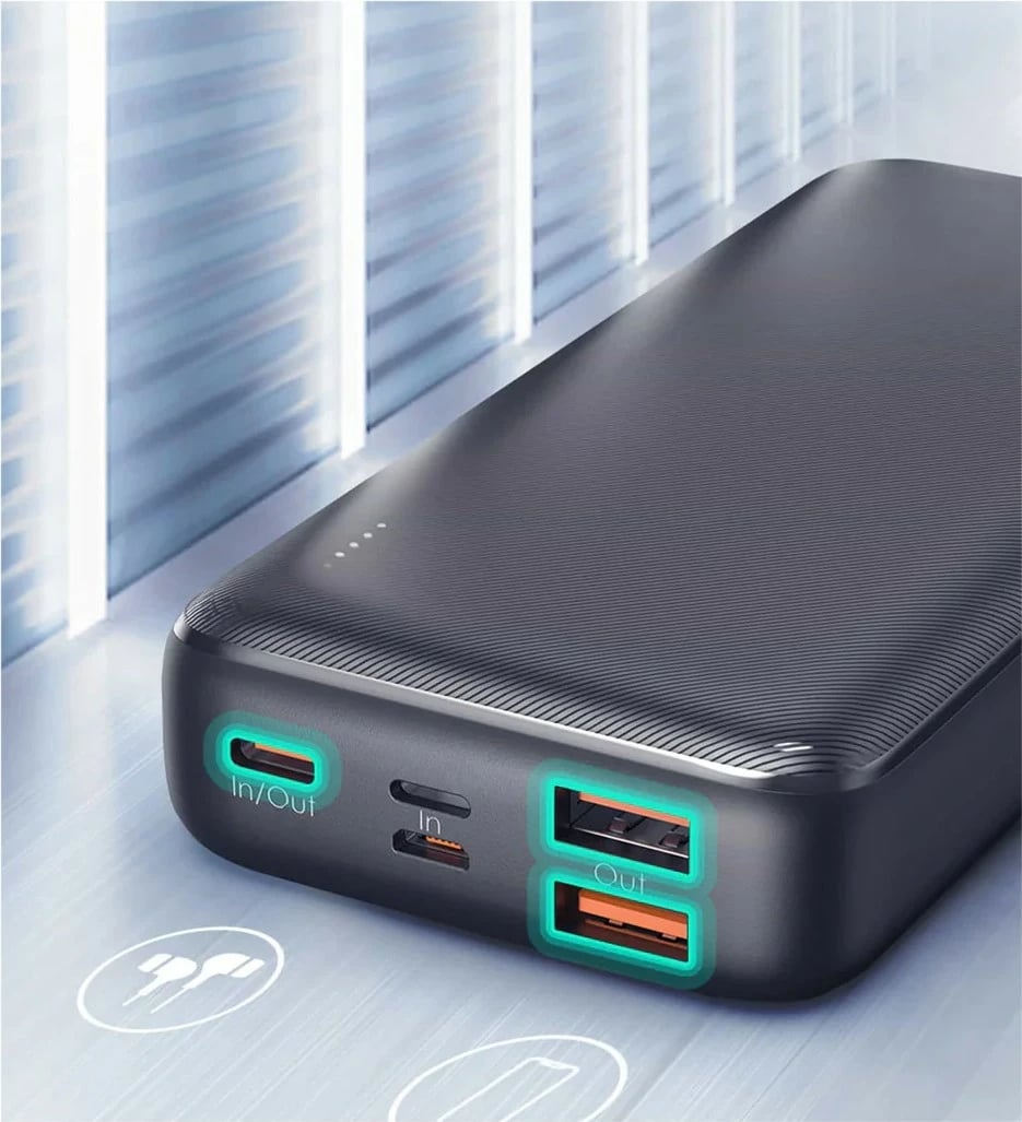 Power bank AUKEY PB-N74S Basix Plus, 20000 mAh, 5xUSB, Quick Charge 3.0, Power Delivery 3.0, 22.5W, LED, e zezë