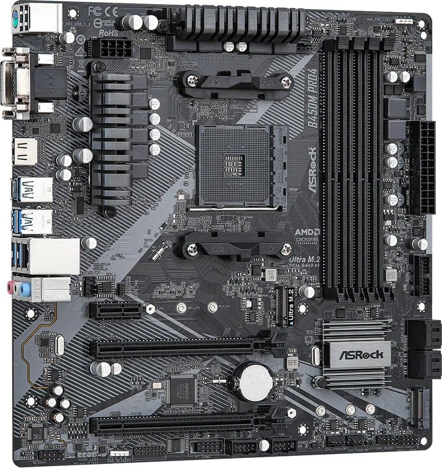 Pllakë amë ASRock B450M Pro4 R2.0, AMD, Socket AM4, 128 GB, e zezë