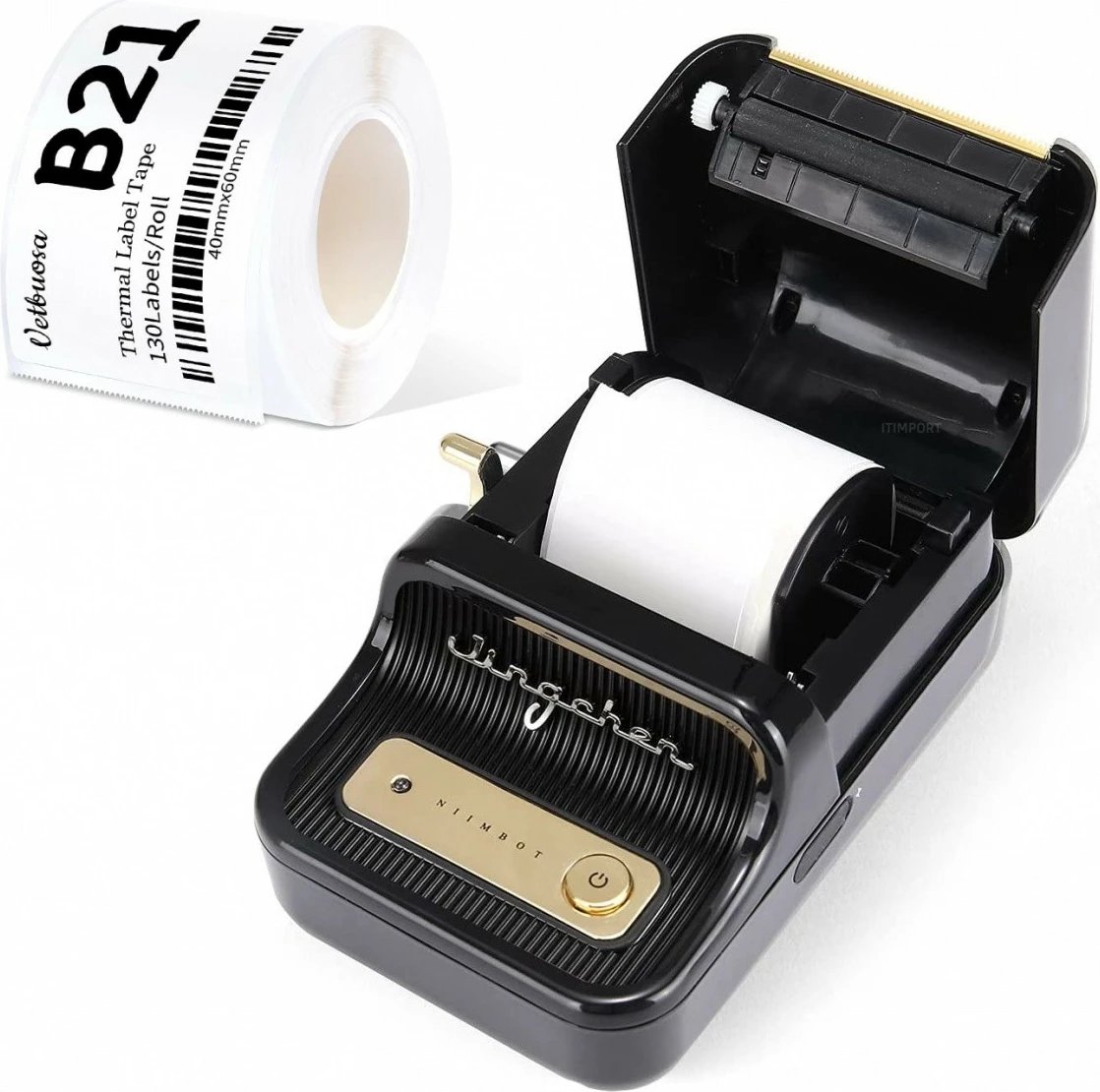 Printer etiketa Niimbot B21S, termik, portativ, USB-C/Bluetooth, i zi, me 1 rolë