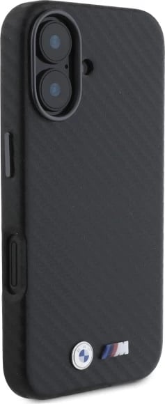 Mbështjellës BMW Carbon Wrapped Metal për iPhone 16, i zi