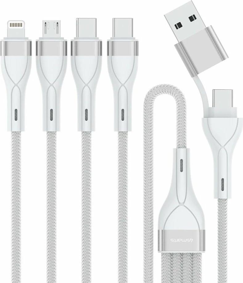 Kabllo multi-ladës 4smarts USB-C/A 4in2, 1.2m, e bardhë
