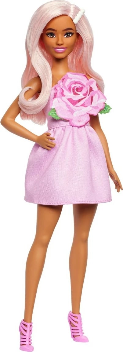 Kukull Barbie Fashionistas Mattel HYT94 me fustan rozë dhe flokë rozë Kukull Barbie Fashionistas Mattel HYT94 me fustan rozë dhe flokë rozë