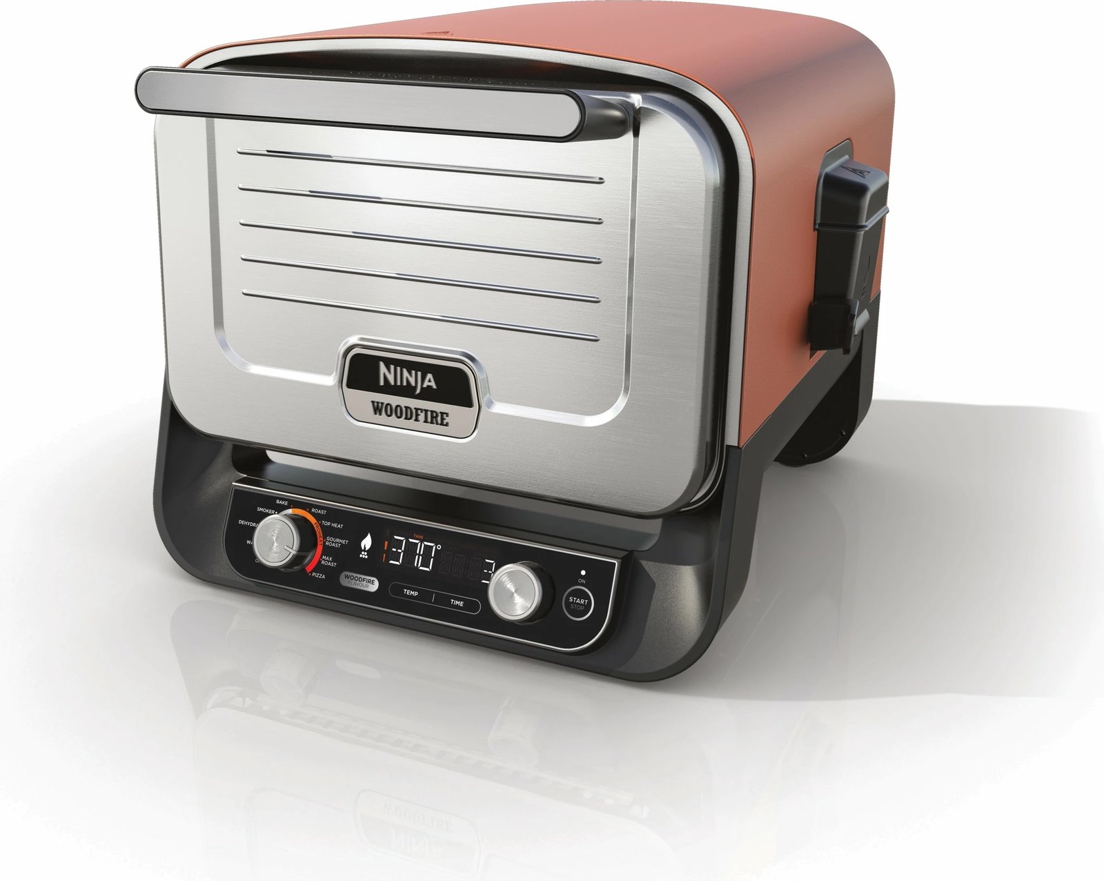 Grill Ninja OO101EU, elektrik + qymyr, 2400W, 1 derë, zi/kuqe/argjendtë