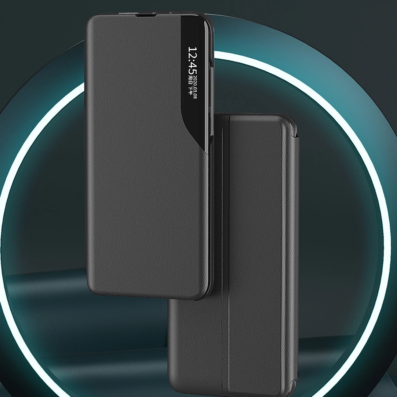 Mbështjellës Hurtel Eco Leather View Case për Xiaomi Redmi Note 12 Pro+, i zi