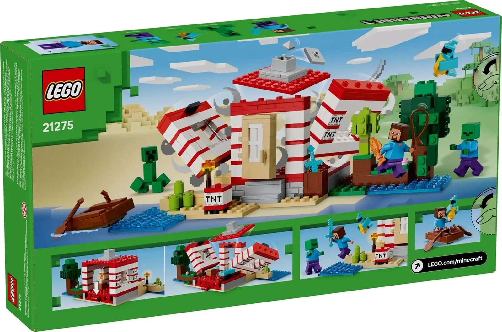 Set LEGO Minecraft 21275 The TNT Jungle House, 287 pjesë