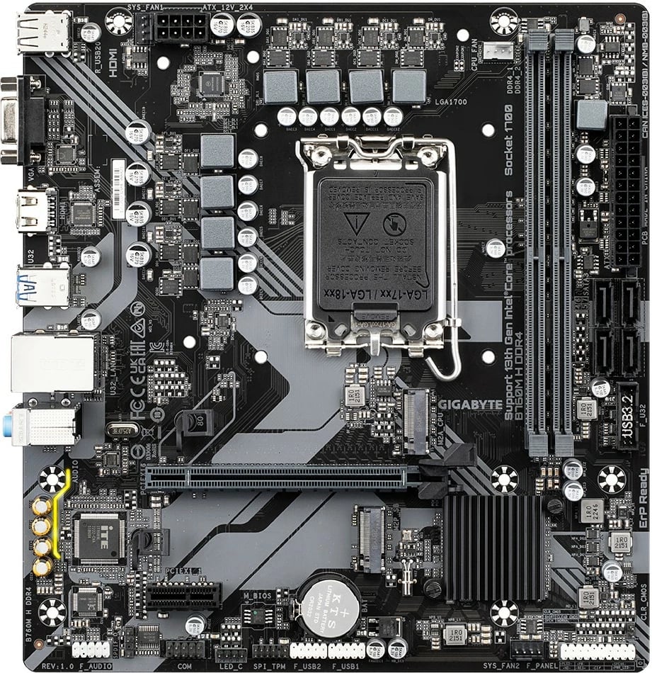 Pllakë amë Gigabyte B760M H DDR4, Intel Core 14th Gen, 64 GB, LGA 1700