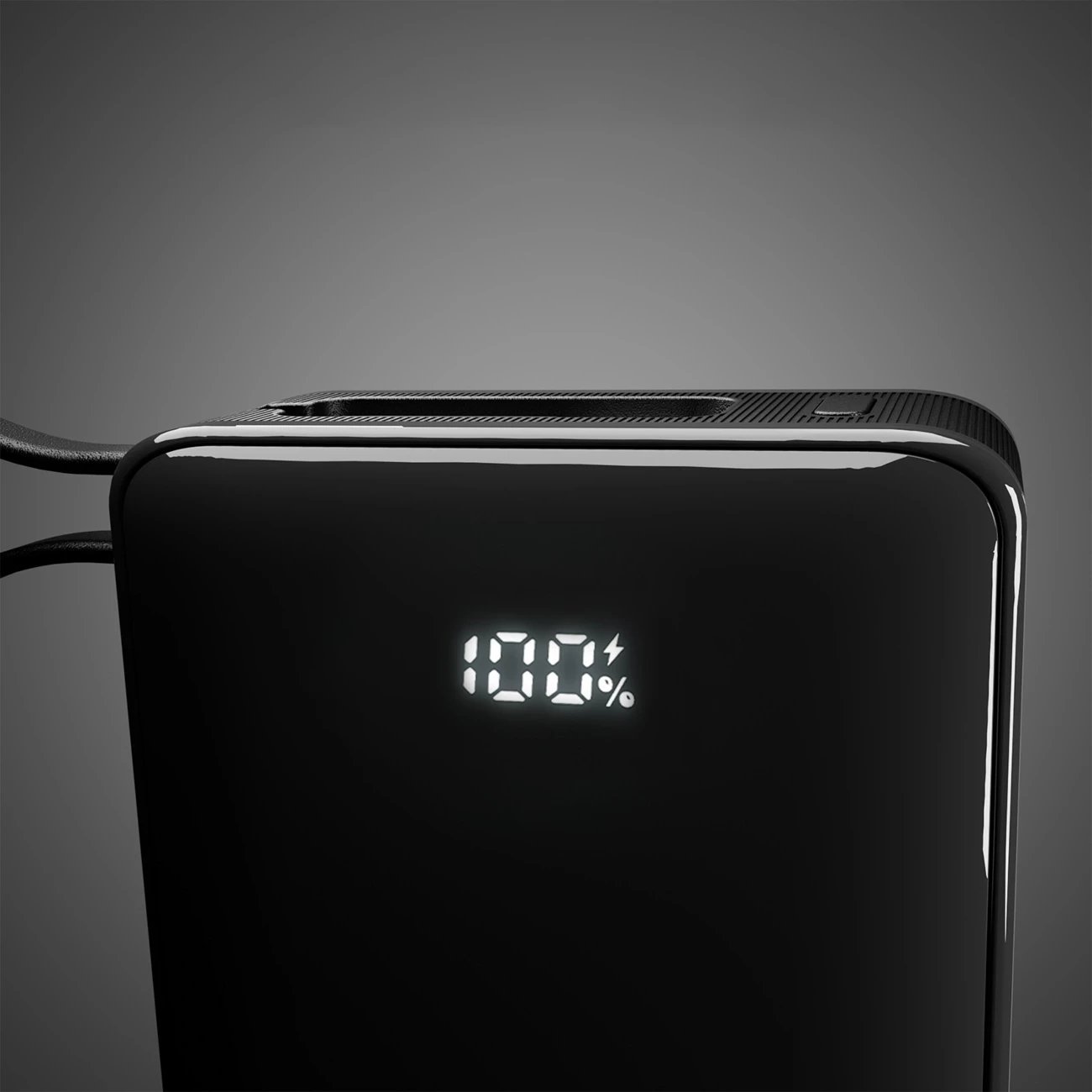 Powerbank SBS 20000 mAh 20W me kabllo USB-C të integruar dhe ekran digjital, e zezë