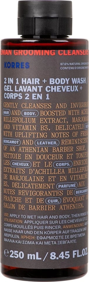 Shampon dhe xhel dushi 2-në-1 Korres Athenian Grooming për meshkuj, 250ml