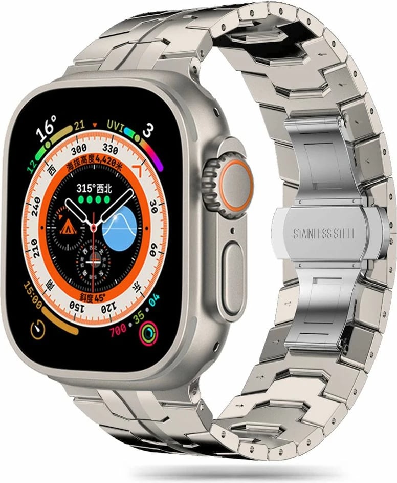 Byzylyk çeliku për Apple Watch Tech-Protect Stainless Line, 42/44/45/49 mm, titanium