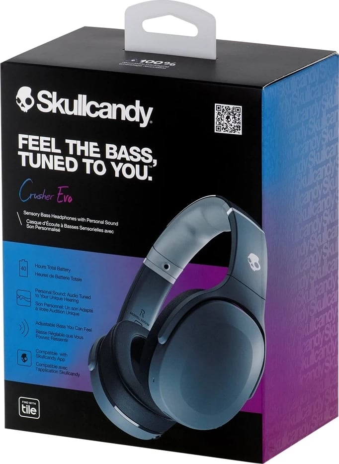 Kufje Skullcandy Crusher Evo, me dhe pa tela, Gri