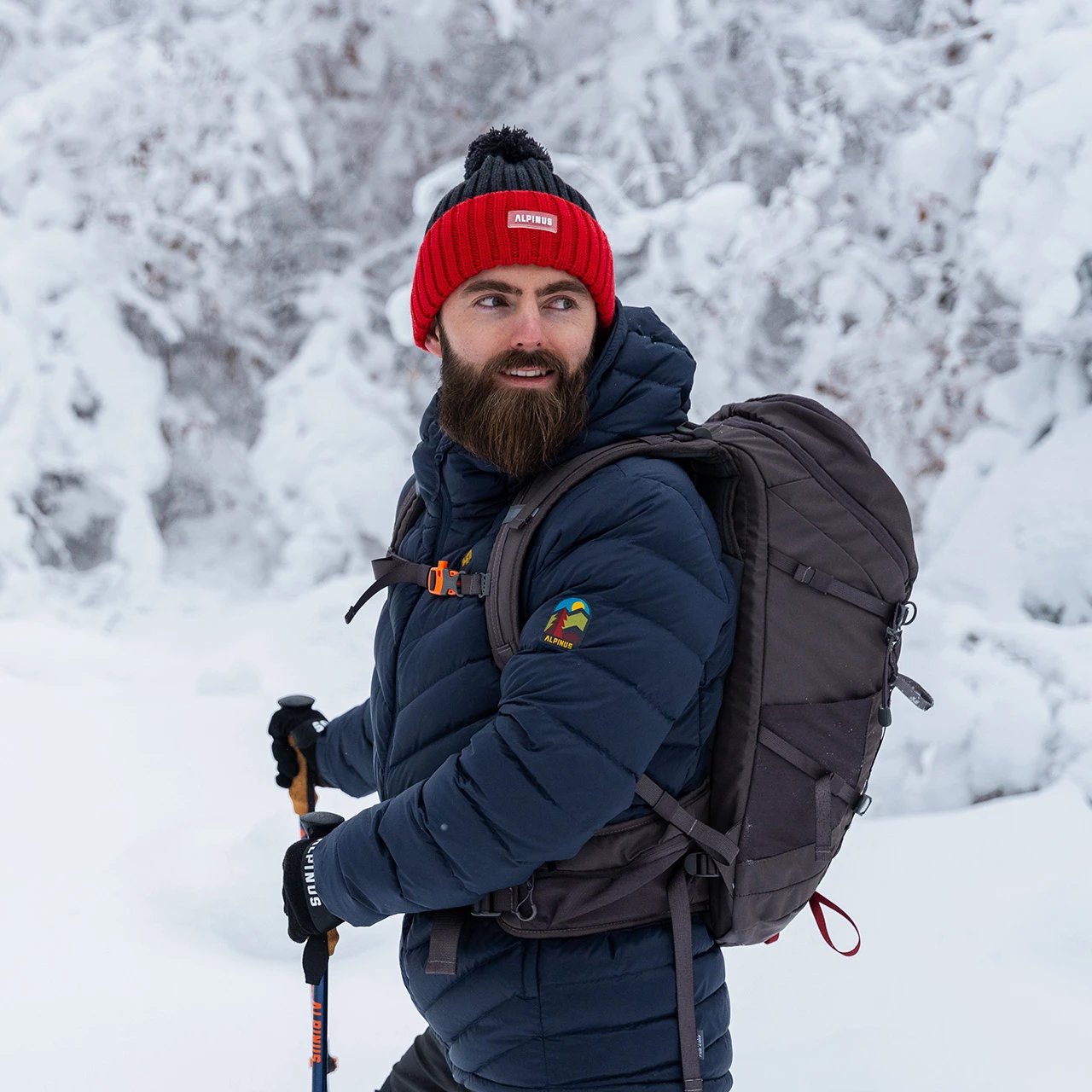 Kapelë dimri unisex Alpinus, kuqe-gri