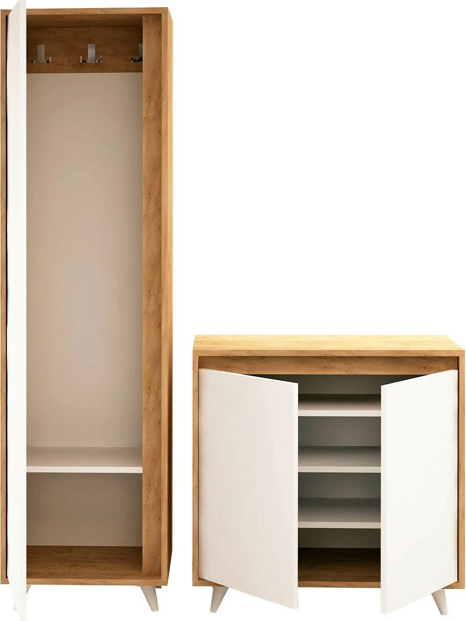 Dollap për këpucë Hanah Home, Omninde, ngjyrë lis dhe e bardhë