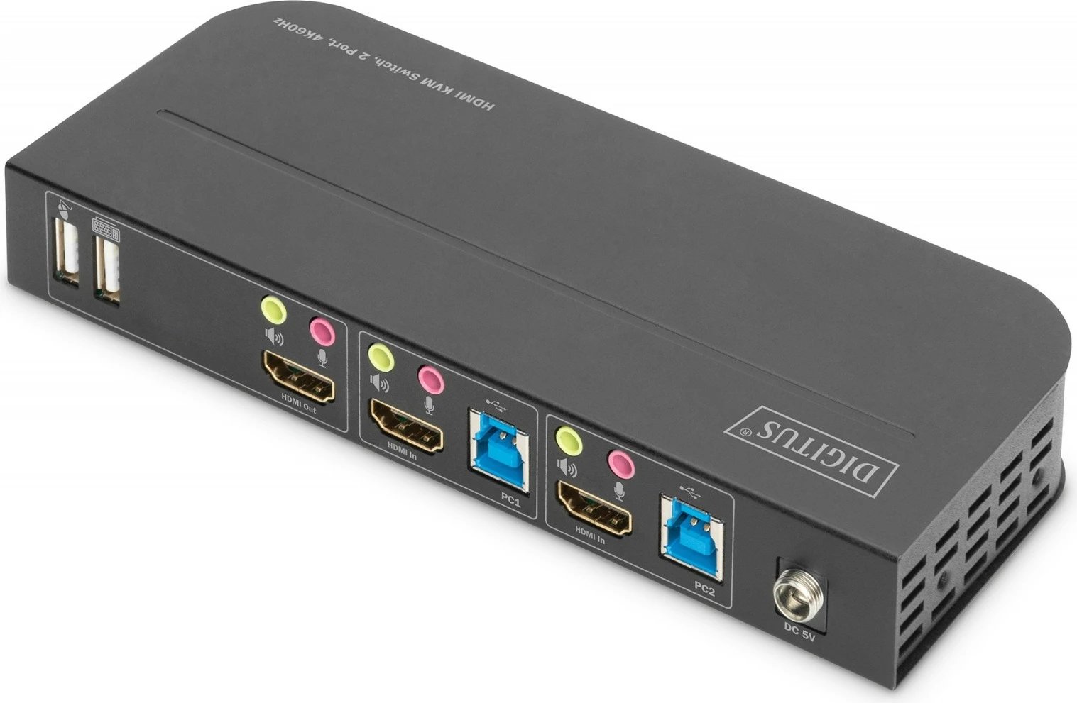 Switch KVM Digitus DS-12874, 2 porta HDMI, 4K 60Hz, 2x USB 3.0, i zi
