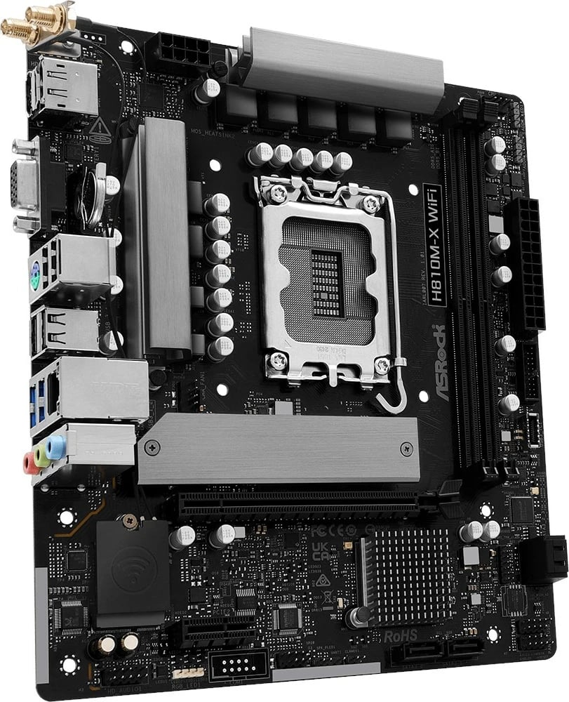 Pllakë amë ASRock H810M-X WIFI, micro ATX, Socket 1851, Wi-Fi, e zezë
