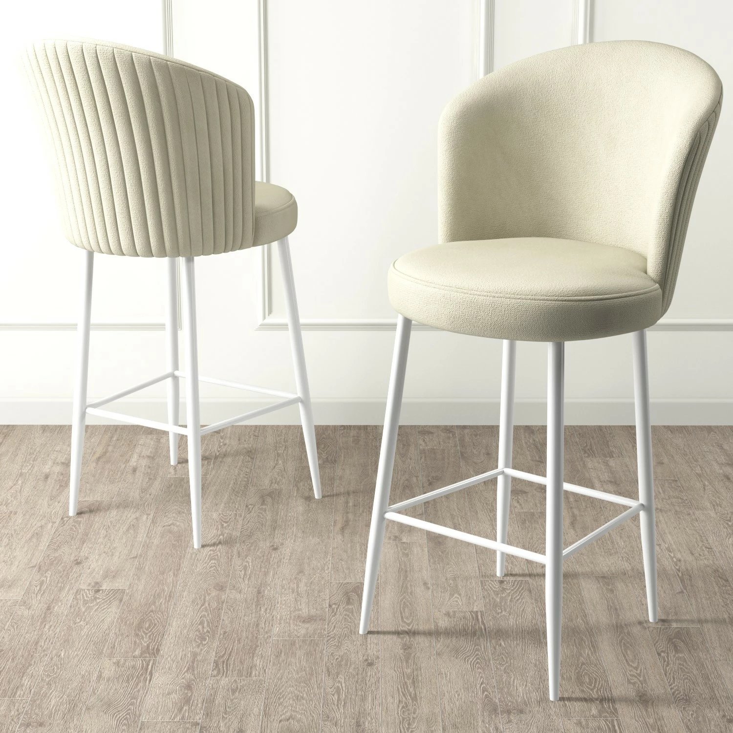 Set karrigesh për bar, krem dhe e bardhë, 4 copë, Hanah Home, Fora