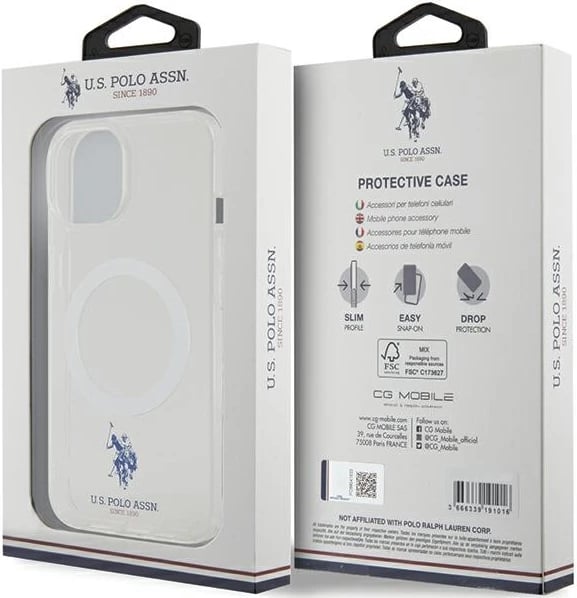 Mbështjellës U.S. Polo Assn. USHMP15SUCIT për iPhone 15 6.1", MagSafe, Transparent