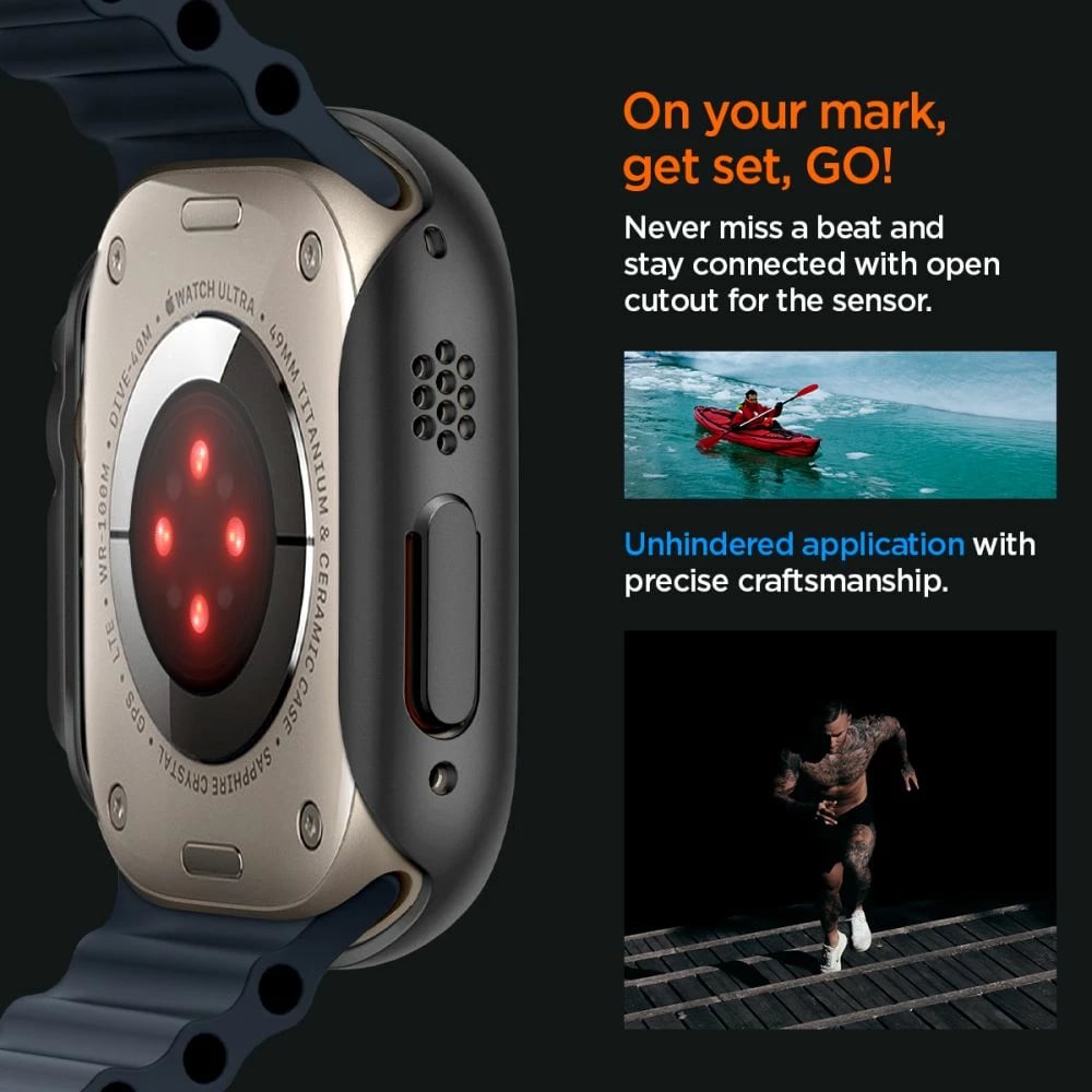 Mbështjellës Spigen Thin Fit për Apple Watch Ultra 49mm, Zi