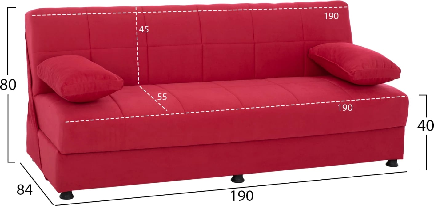 Sofa/Krevet 3 vendesh Ege 1208 Fuchsia FH3067.04 192x74x82 cm