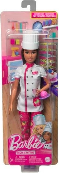 Kukull Barbie Mattel HKT67, You Can Be, kuzhiniere ëmbëlsirash, me aksesor kek, për vajza