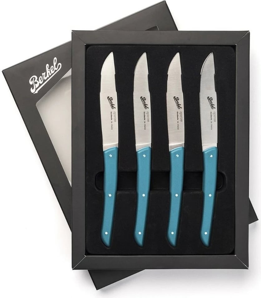 Thikë bifteku Berkel KCO4SW11SRPBL, 11 cm, çelik inox, 4 copë, blu