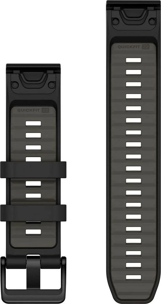 Rríp silikoni Garmin QuickFit për smartwatch, 22mm, i zi/gri