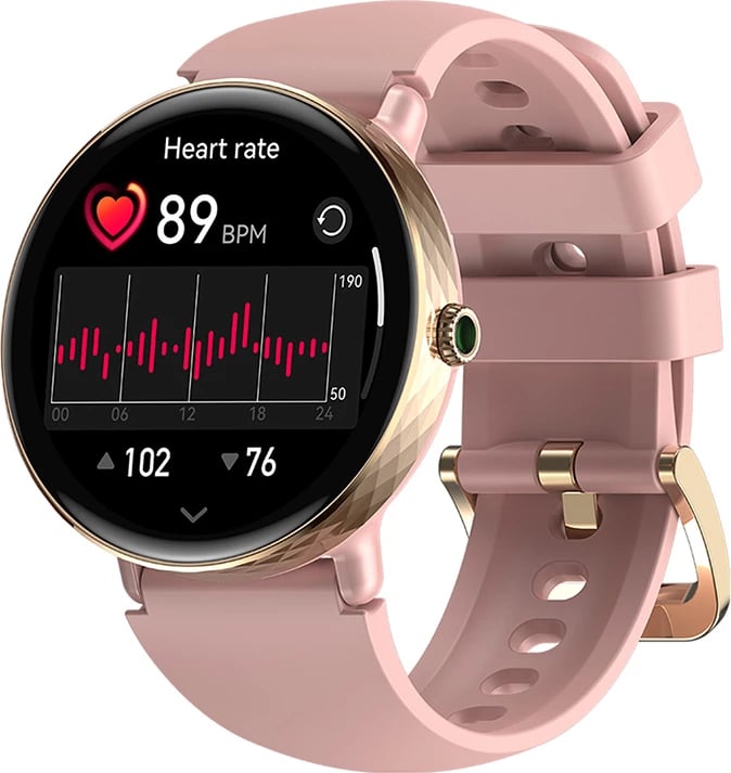 Smartwatch Zeblaze Lily 2, AMOLED 1.2", IP68, për femra, Rozë, set me dy rripa
