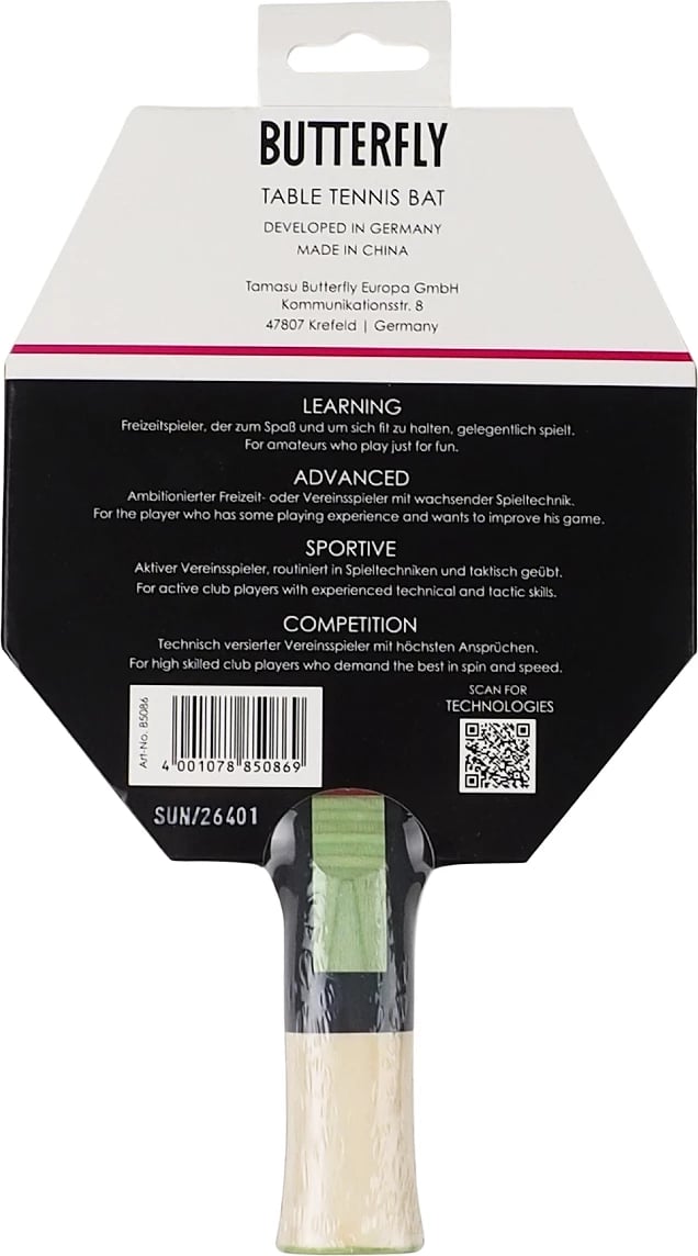Raketë ping pongu Butterfly për meshkuj